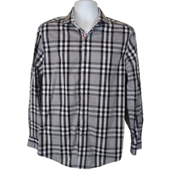 Jermyn & Bond Black White Check Modern Fit Cotton Button Down Shirt - Picture 1 of 13